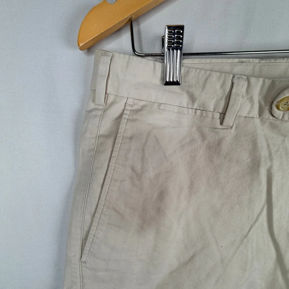 Peter Millar Mens Khaki Beige Flat Front Chino Shorts Size 34 Golf Casual